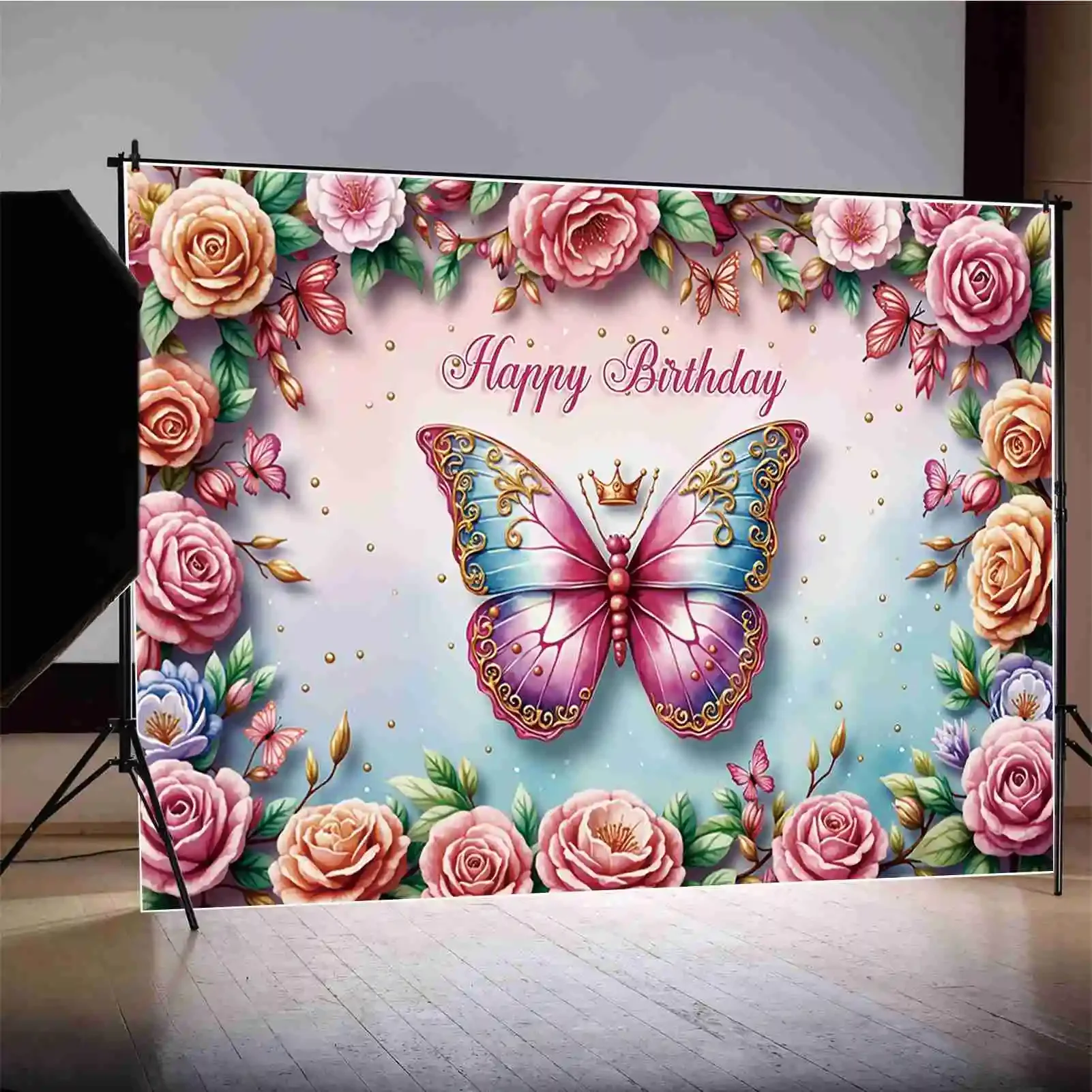 MOON.QG 2025 Christmas Christmas Tree Backdrops Girls Pink Ornamented Room Snow Pine Tree Background Party Photocall Accessories