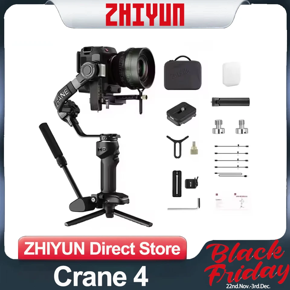 ZHIYUN Crane 4 Handheld Camera Gimbal 3-axis Stabilizer Touchscreen Portrait Vertical Shooting for Sony Nikon Canon DSLR Camera