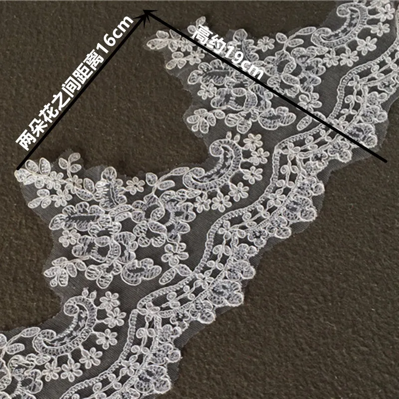 9Yds Embroidery White Ivory Mesh Lace Trim Luxury Lace Fabric for Wedding Dresses Sewing DIY 19cm High Quality