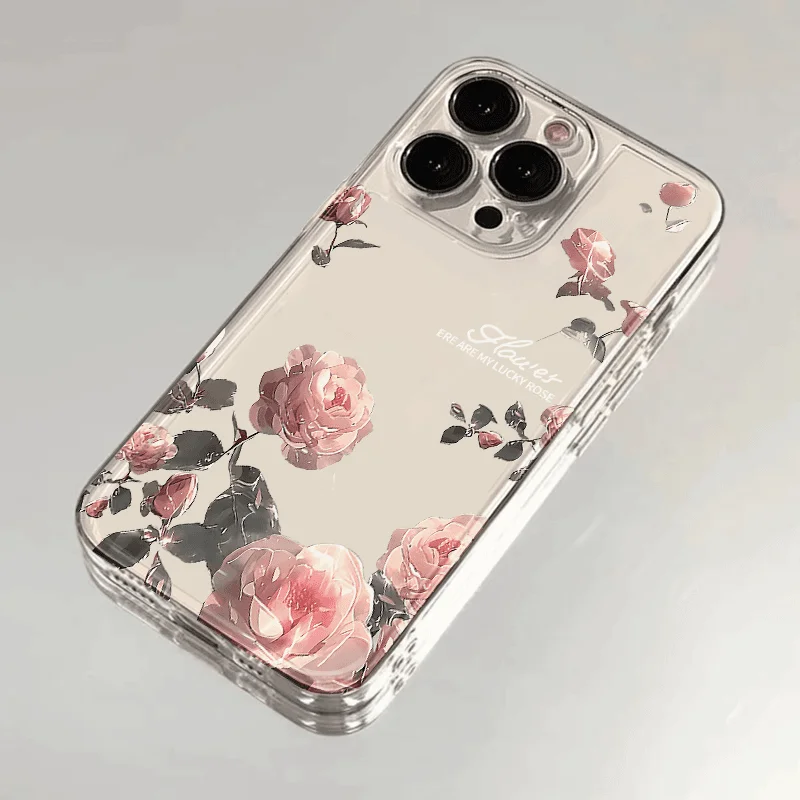 Surrounding Roses Pattern Shockproof Phone Case For iPhone 16 15 14 13 12 11 Pro Max XR XS MAX 7 8 PLUS MINI Silicone Soft Cover