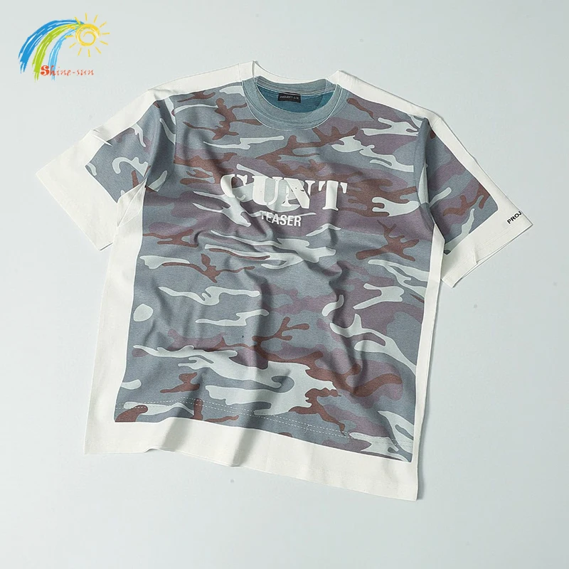 

2025 Summer Hip Hop Camouflage False Two-Piece PROJECT G/R T Shirt Men Women Best Quality Oversized Tee Logo Embroidery T-Shirt