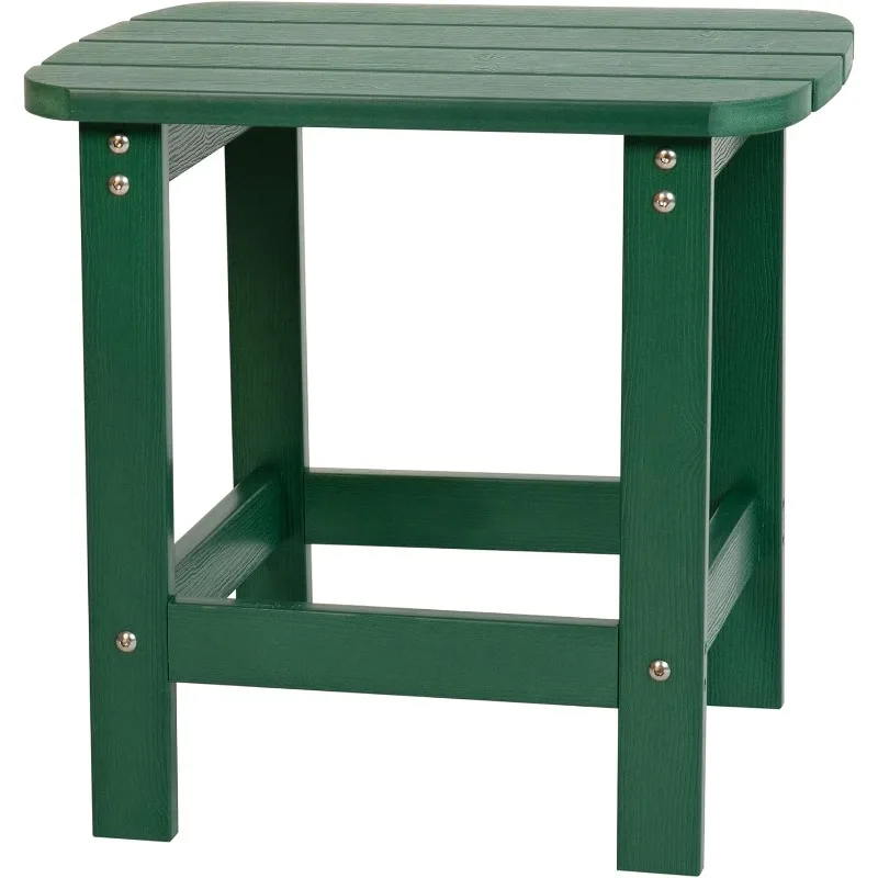 Tiered Commercial Poly Resin Side Table,Green,All-Weather,UV Treated to Prevent Fading, Indoor/Outdoor,15