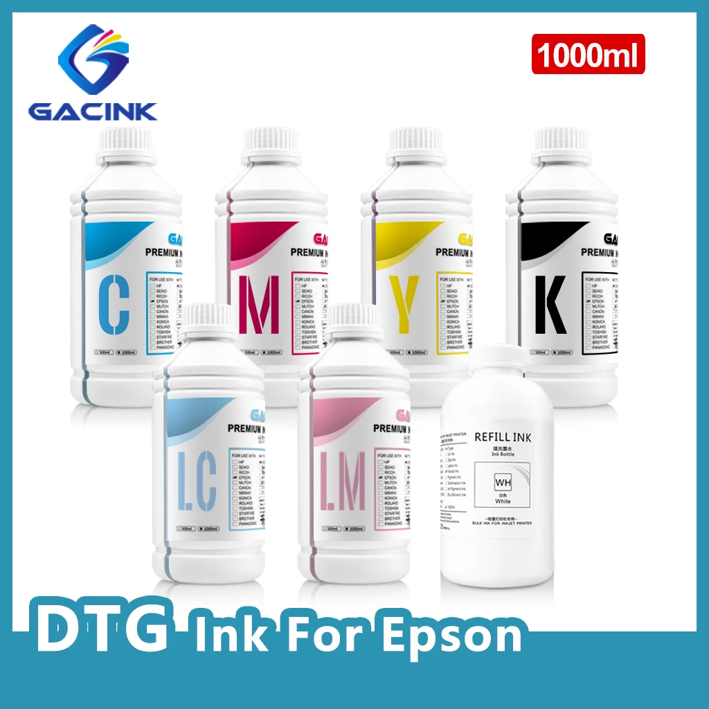 

1000ML*7 DTG Ink Textile Ink For Epson DX5 DX7 XP600 5113 4720 i3200 PrintHead F2100 F3070 L805 L800 Printer Garment Ink One Set