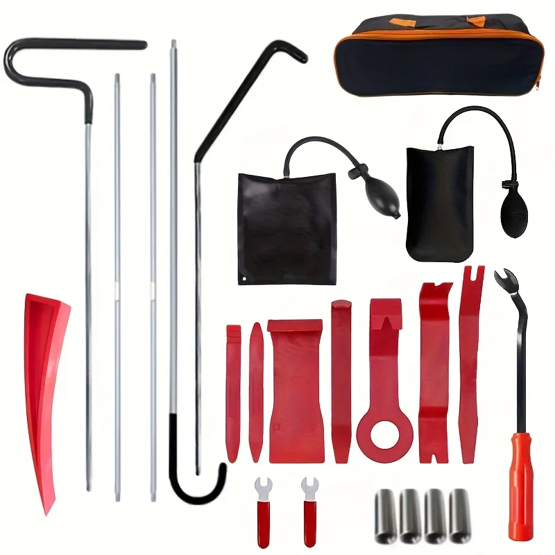 ชุดเครื่องมือเปิดประตูรถยนต์พร้อมปั๊มลม ที่หนีบยึดประตูหน้าต่างรถยนต์ พร้อมชุดอุปกรณ์ยาวและกระเป๋าหิ้ว