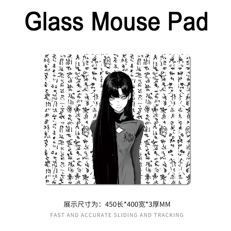 古代風アニメ少女漫画風キュートな太陽光発電ガラスゲーミングマウスパッドXXL硬質強化表面FPS eスポーツ＆PCゲーム用