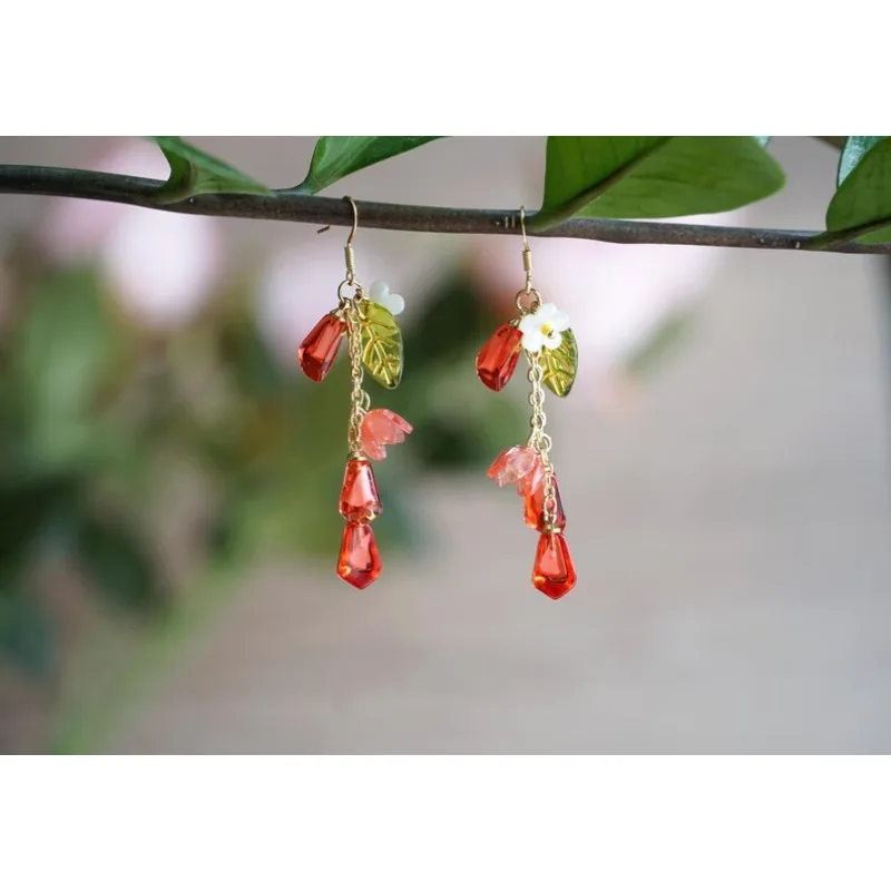 Pomegranate earrings, lightweight, food earrings