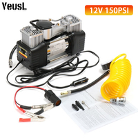 150PSI 12V Car Air Compressor 4WD Tire Inflator Pump Dual Cylinder Air Hose Portable Pressure Pump For Bicycle Auto