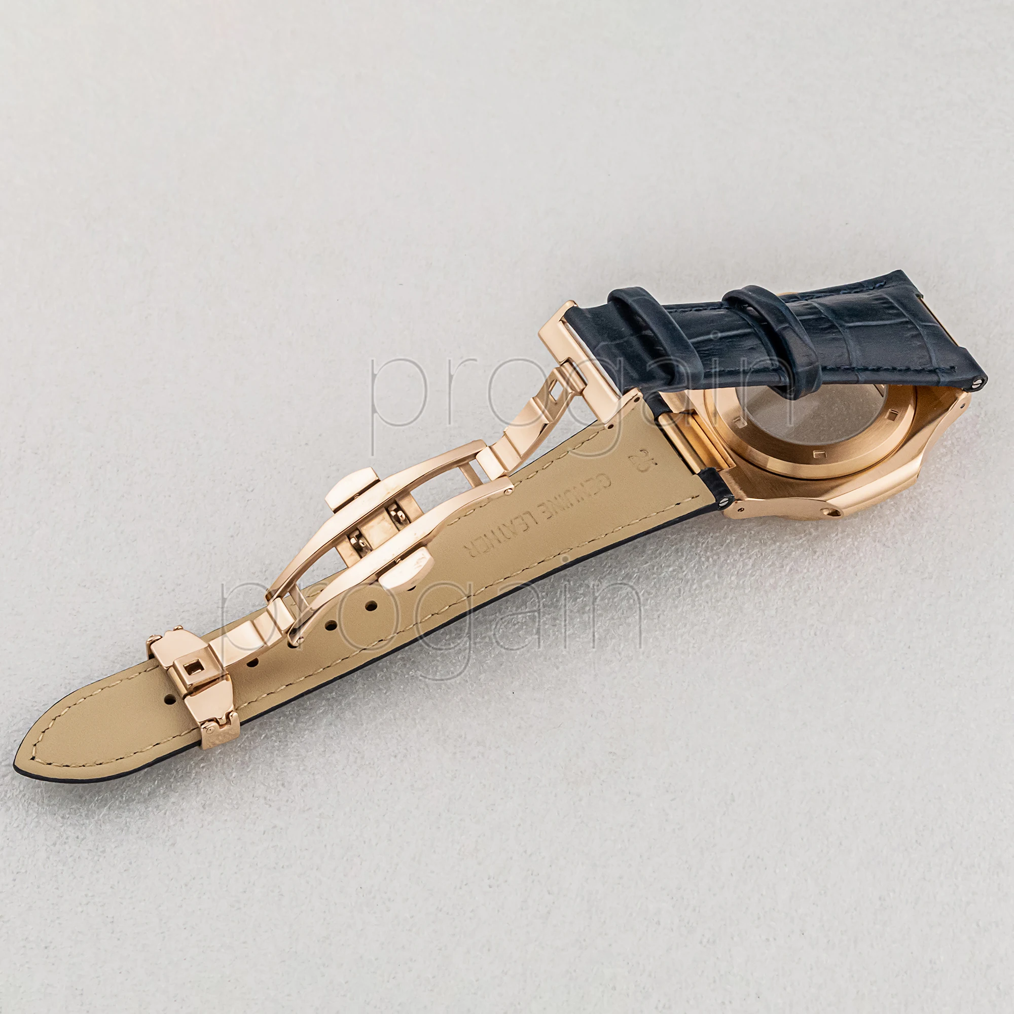 Rose Case 25mm Genuine Leather Band Stainless Steel NH35 Case Sapphire Glass Watchcase for NH35 NH36 Movement Nautilus Case