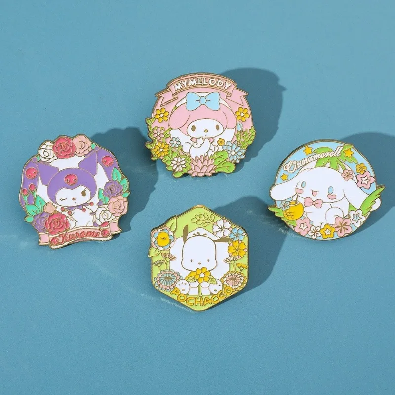 

Sanrio Hello Kitty Pins Anime Action Figure Kuromi Cinnamoroll My Melody Cute Clothing Backpack Decoration Brooch Children Gifts