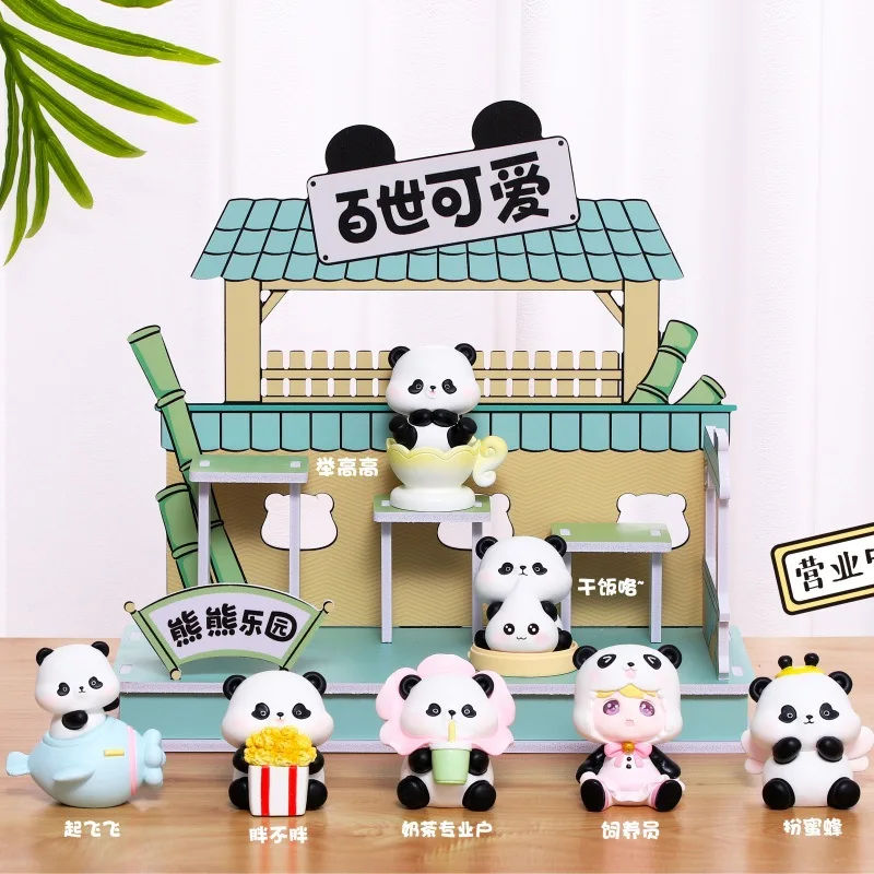 Pepsi Cute Bear Paradise Blind Box Kreative süße Panda-Puppe, handgefertigt, trendiges Geschenk für Mädchen, Kinderspielzeug