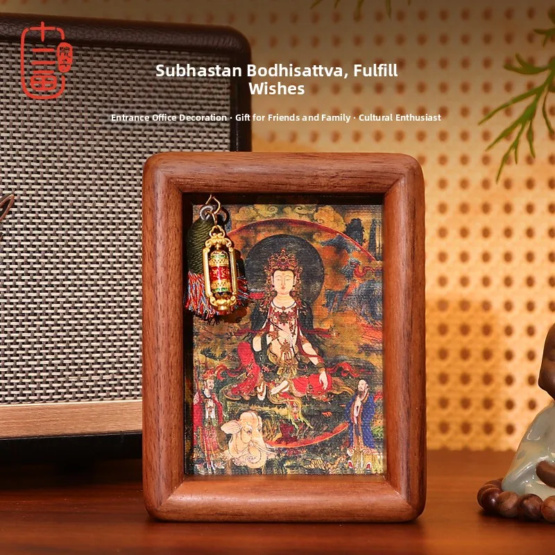 

Тибетская танка в рамке: настольная картина для гостиной, рабочего стола, прихожей, украшение для стола, подарок на новоселье