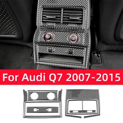 For Audi Q7 2007-2015 Accessories Carbon Fiber Interior Car Rear Exhaust Vent Decorative Sticker Cover Knob Switch Trim Frame