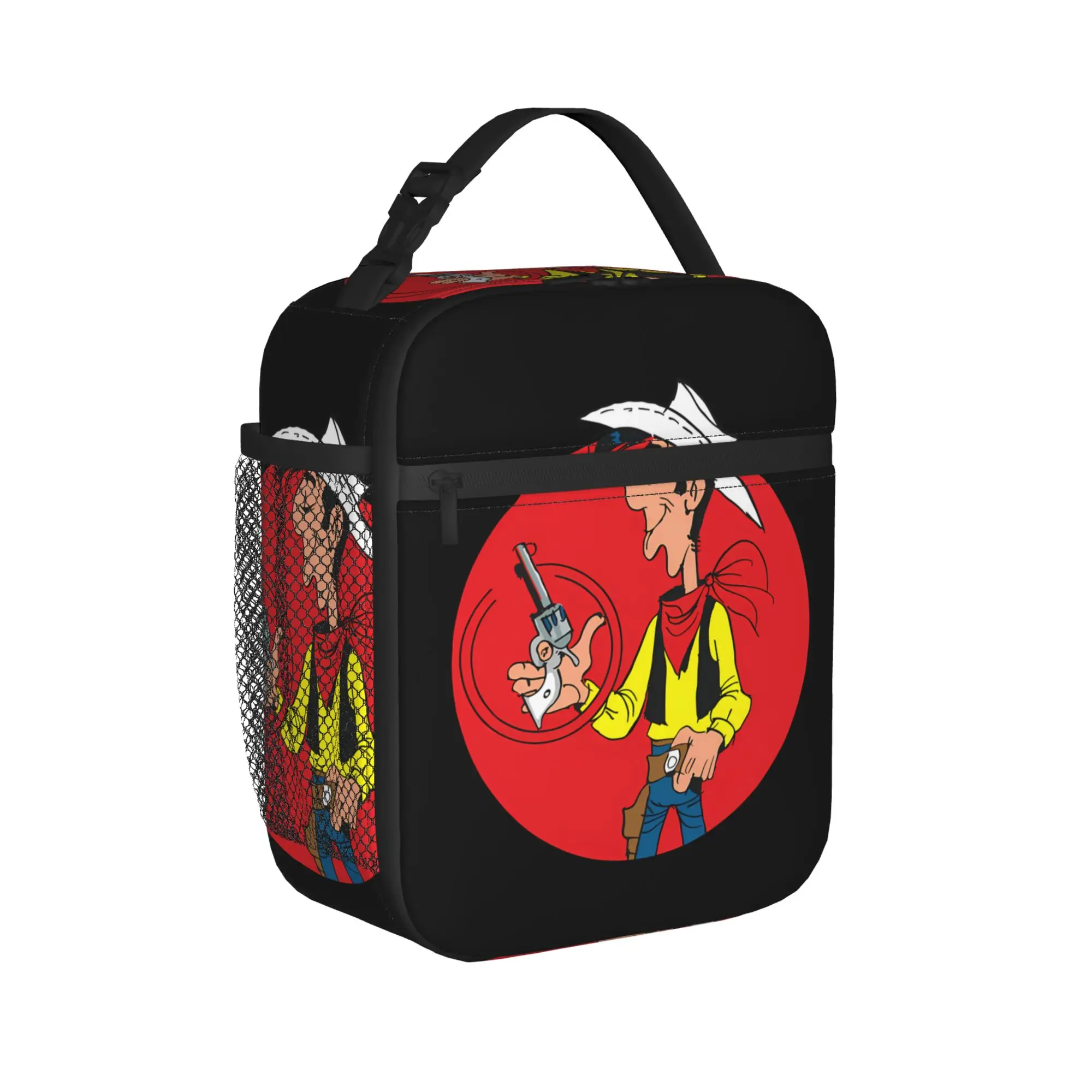 Bold Lucky Luke Red Circle Lunch Bag  Portable Lunch Box Adult Office Print Cooler Bag Fashion Oxford Thermal Lunch Bags