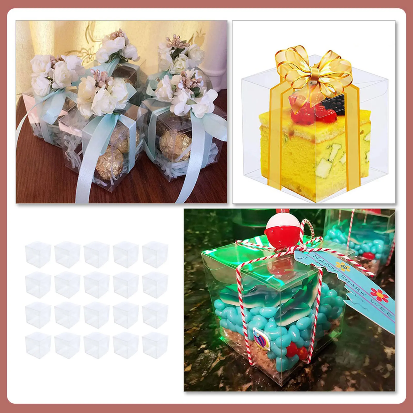 

30pcs Clear Gift Packing Box Simple Cube For Jewelry Chocolate Candy Storage Plastic Transparent Gift Boxes Party Favors