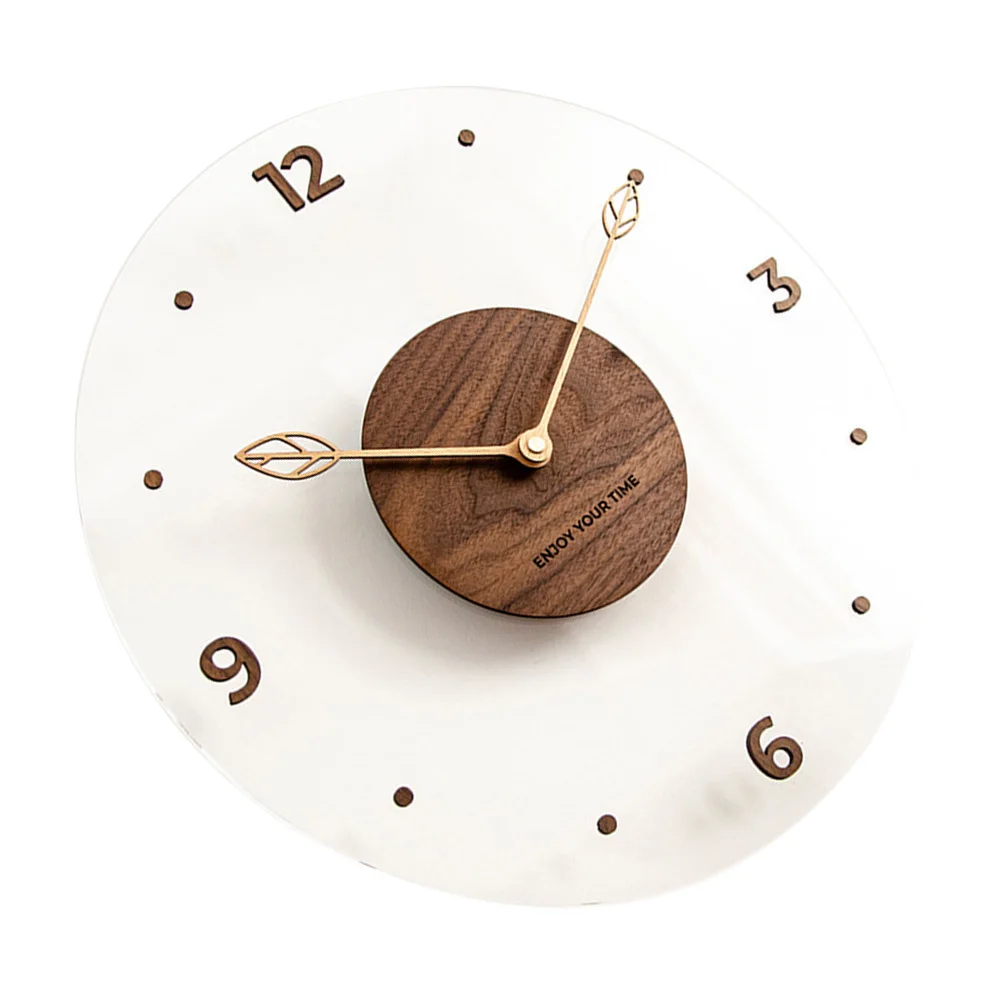 

1 Set Acrylic Wooden Wall Clock Stylish Punch-Free Hanging Decor Silent Mute Household Home Office Wall Art Living Room Bedroom