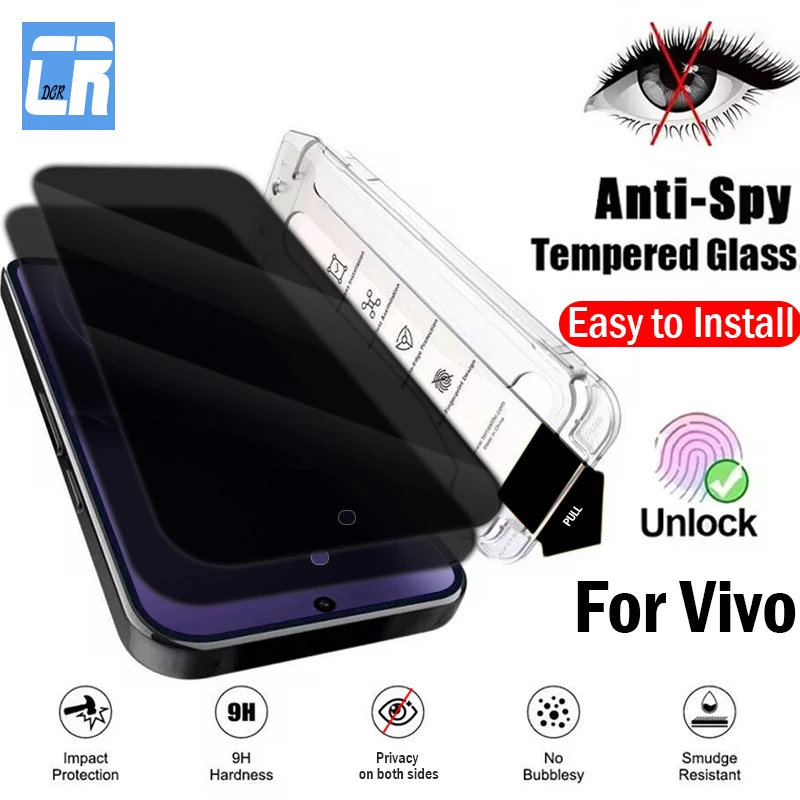 

Easy Installation Dust Free Anti Spy Tempered Glass for Vivo X300 Pro X300 S50 Pro mini S50 Privacy Screen Protector Unlock Film