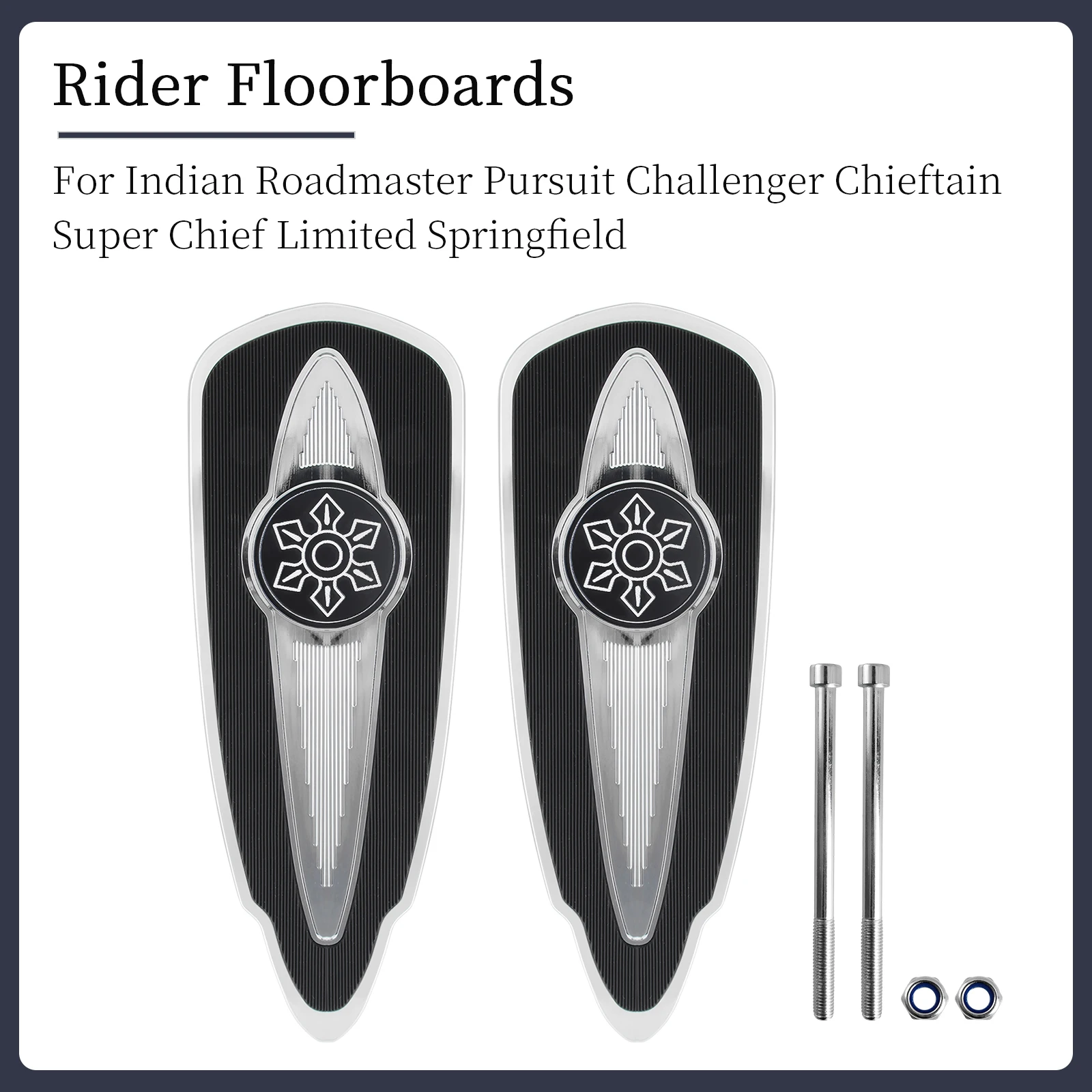 

1Pair Chrome Front Floorboards For Indian Challenger Springfield Chieftain Chief Dark Horse 2016 2018 2024 Driver Wide Foot Pegs