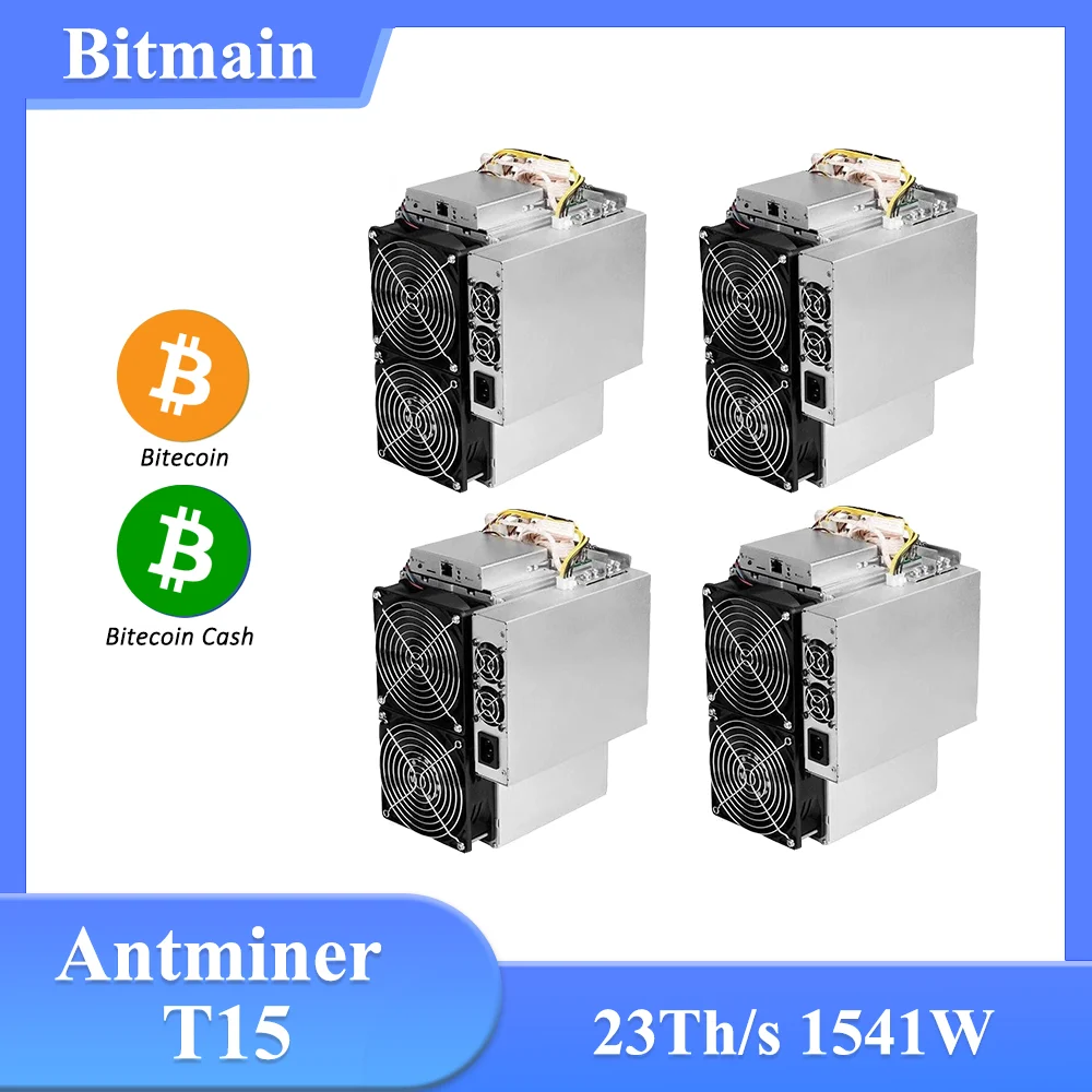 

4PCS Refurbished Antminer Bitmain Asic Miner T15 23Th/s 1541W Mining BTC Miner with Power Supply