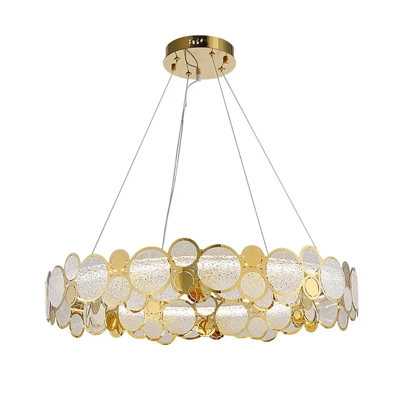 Stainless Steel Glass Ceiling Chandeliers ModernLED Round Dining Living Room Pendant Lamps Lamparas Colgantes Para Techo Lights