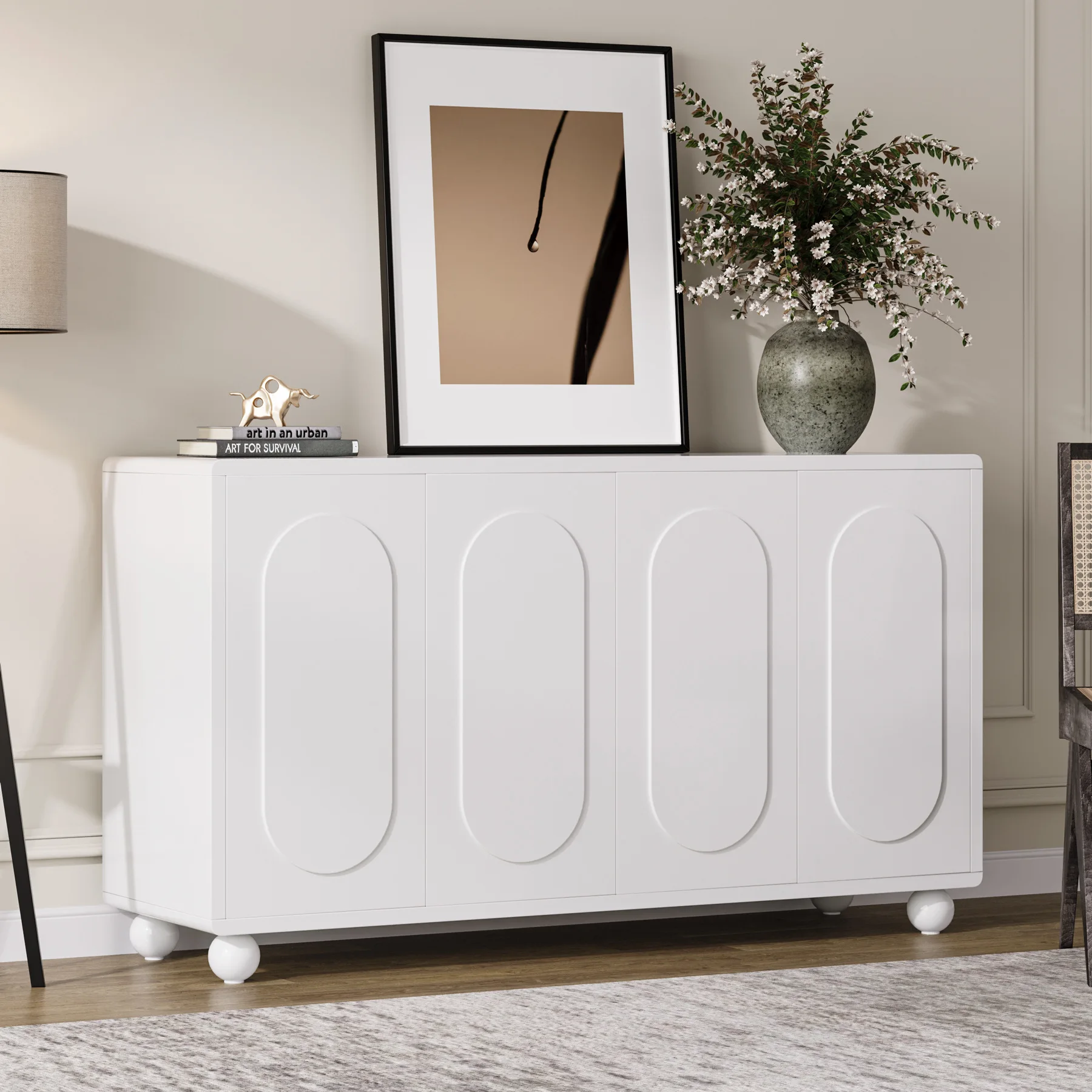 Sideboard room home office rental house glass Internet ce