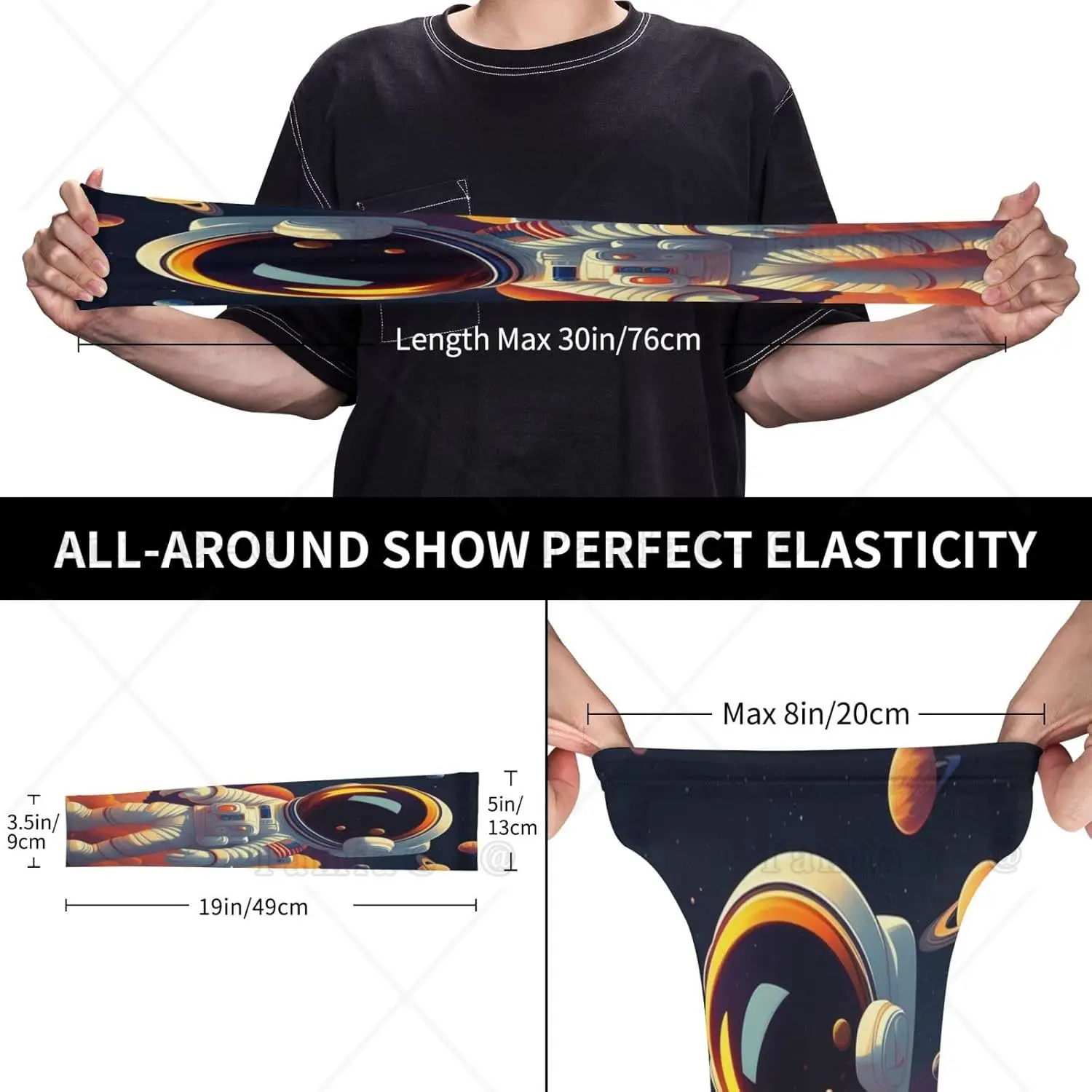 Cartoon Space Astronaut Arm Sleeves Uv Protection Sun Unisex Sport Ice Silk Sleeves