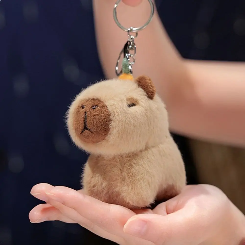 الكلب/القط/كابيبارا دمية أفخم كابيبارا كيرينغ حقيبة الشنق هدية مزخرفة الحيوانات المحشوة كيرينغ الكرتون رائعة مفتاح قلادة