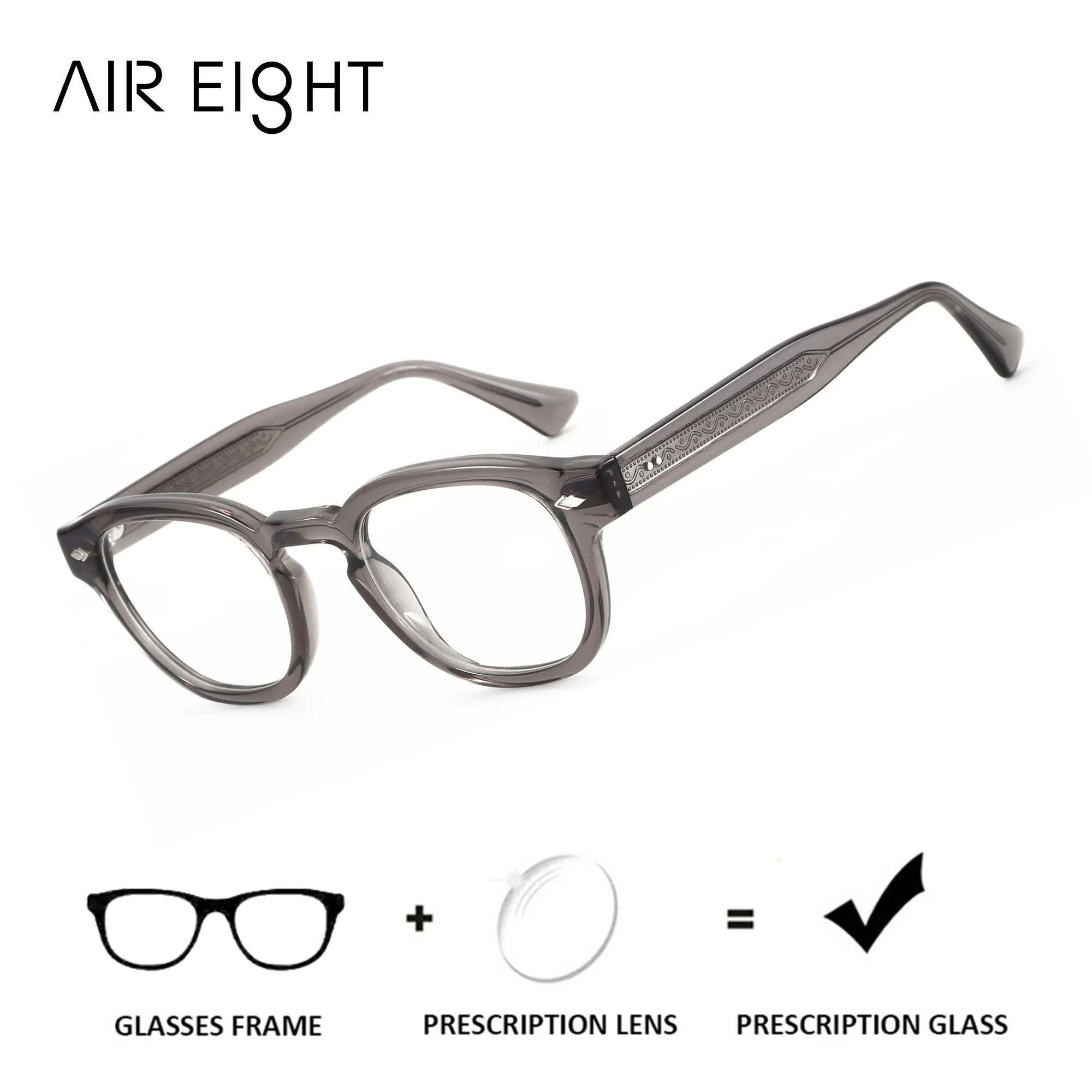 

AIREIGHT Fashion Acetate Round Correction Eyeglasses with Prescription For Unisex Anti Blue Light Progressive Optical Glasses