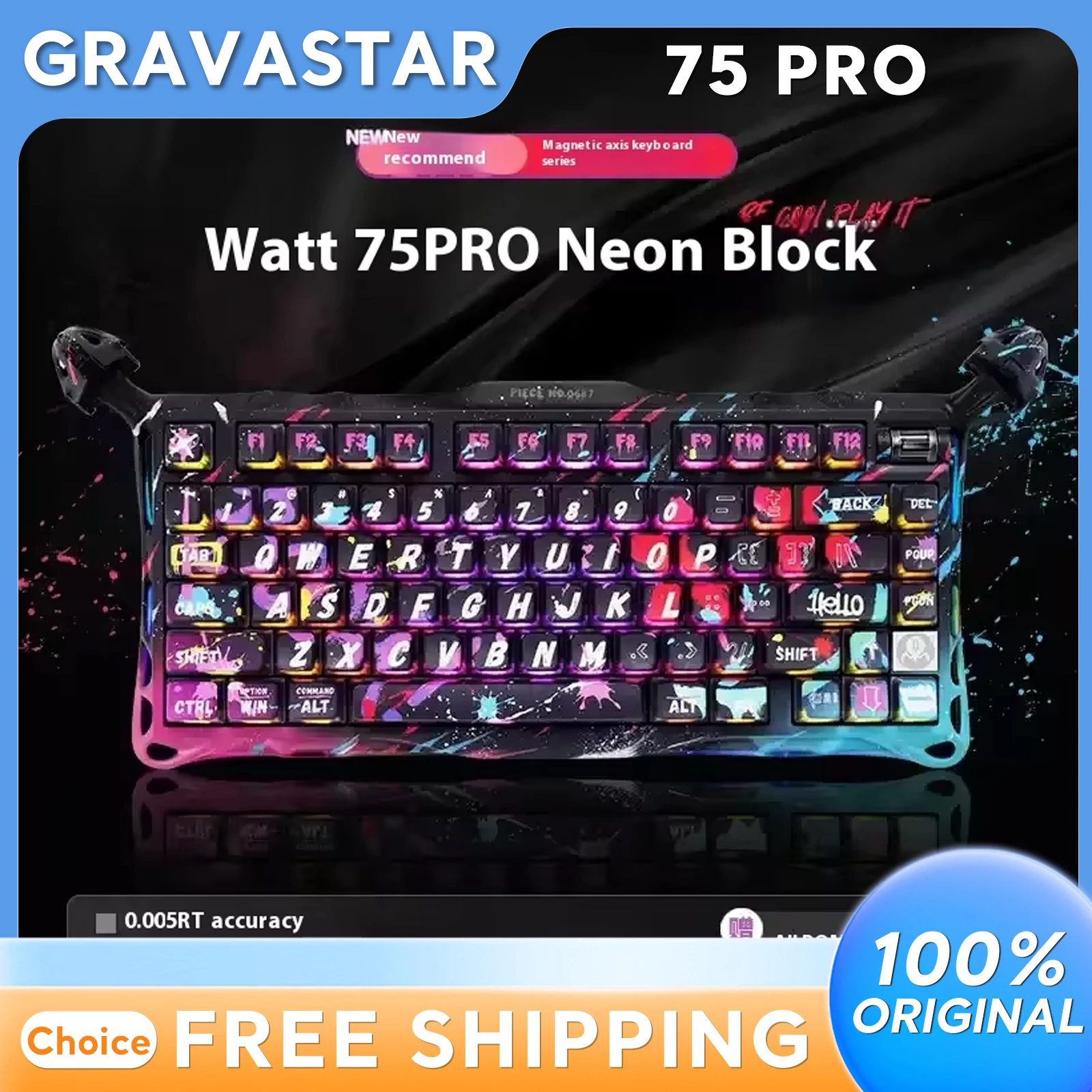 

Gravastar 75PRO Magnetic Axis Gaming Keyboard with Custom TTC POM Switches Durable Electronic Sports Computer Peripheral
