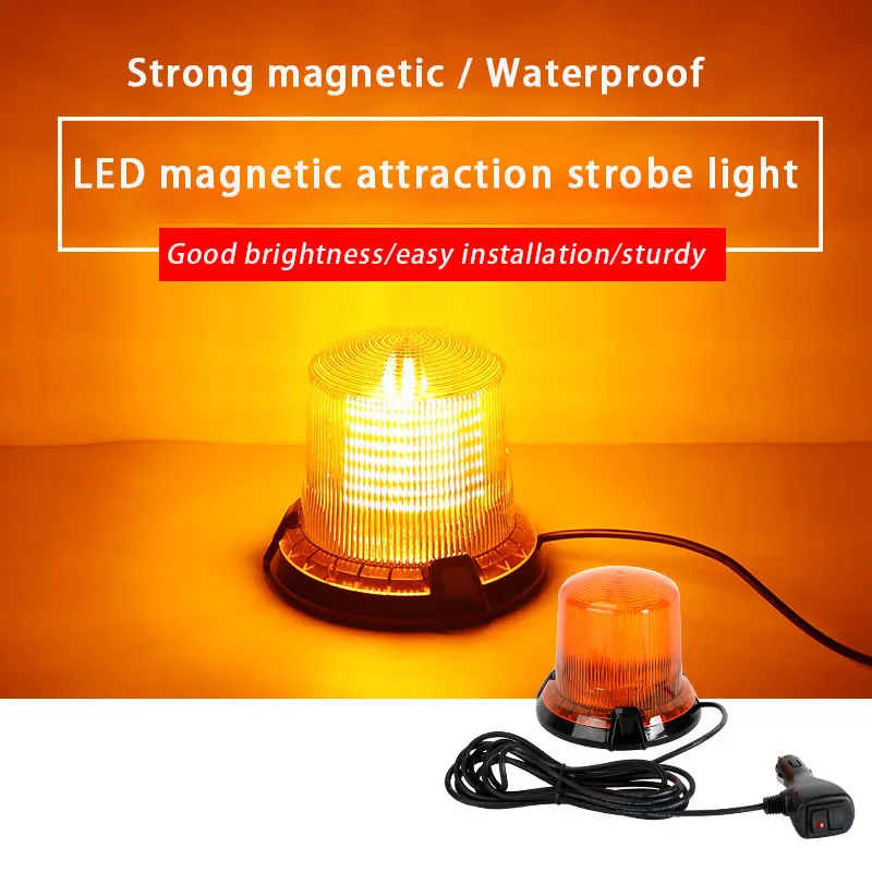 Strobe Warning Light Emergency Beacon Magnetic Base LED Security Auto 12V 24V Universal Flashing Light For Car Truck Roof Top