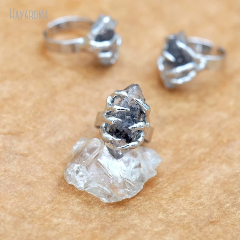 

10Pcs Wholesale Tin Herkimer Diamond Soldered Free Form Claw Handmade Ring RM50192