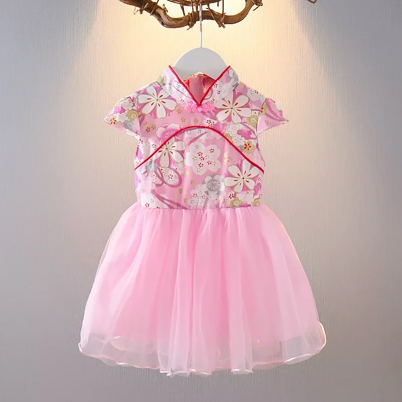 Vestido Girls Dresses Spring Summer Children's Chinese Style Dress Kids Cheongsam Princess Dresses for Girls Baby Tutu Clothing