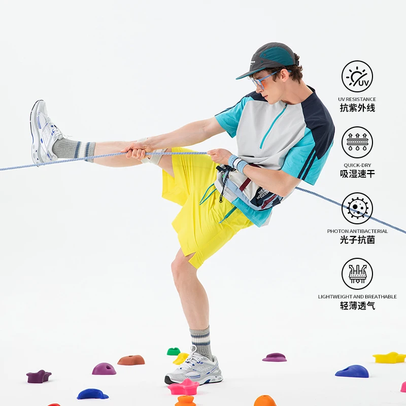 

【Mirrordust】Спортивная влагопоглощающая быстросохнущая футболка, эластичная защита от солнца, спортивный мяч для фитнеса, трикотаж с короткими рукавами