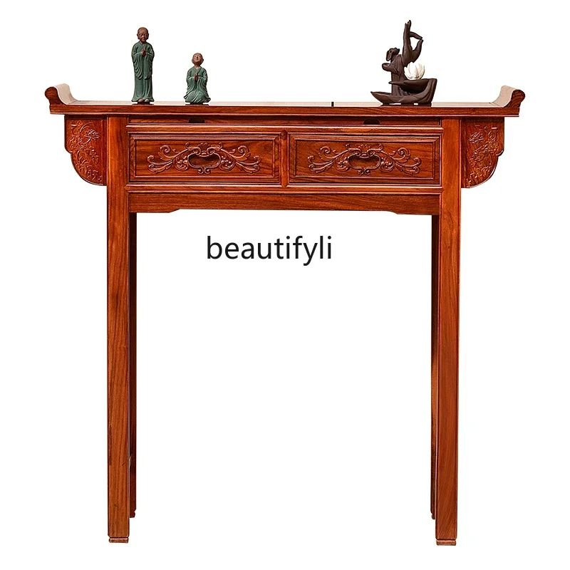 Rosewood Altar Household Altar Buddha Shrine Rosewood Chinese Warped Head Solid Wood a Long Narrow Table