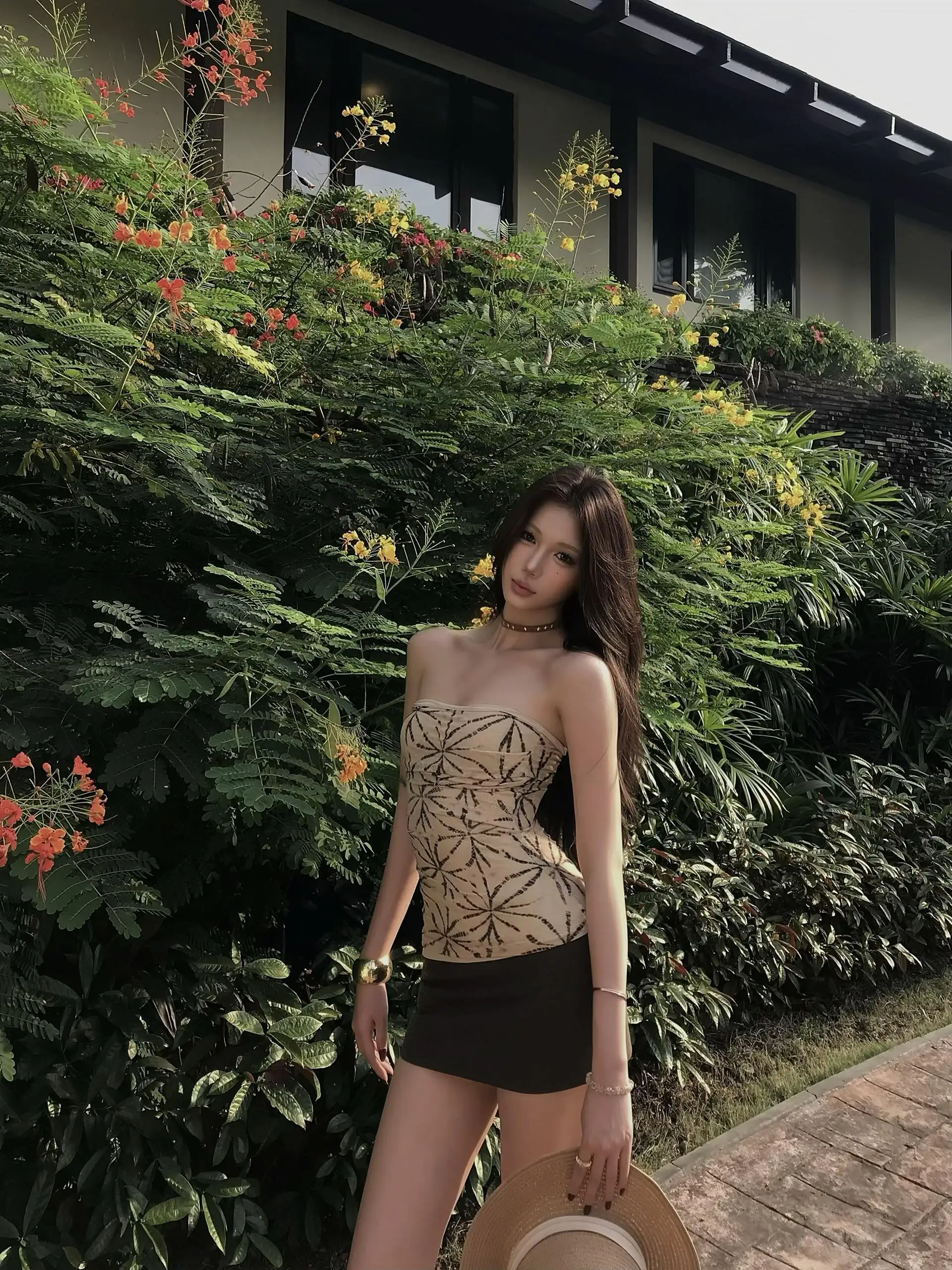 

Sexy Print Crop Top And Low Waist Skirt Set Women's Fashion Spring Summer Two Piece Suit Slimming Versatile Short Sleeve