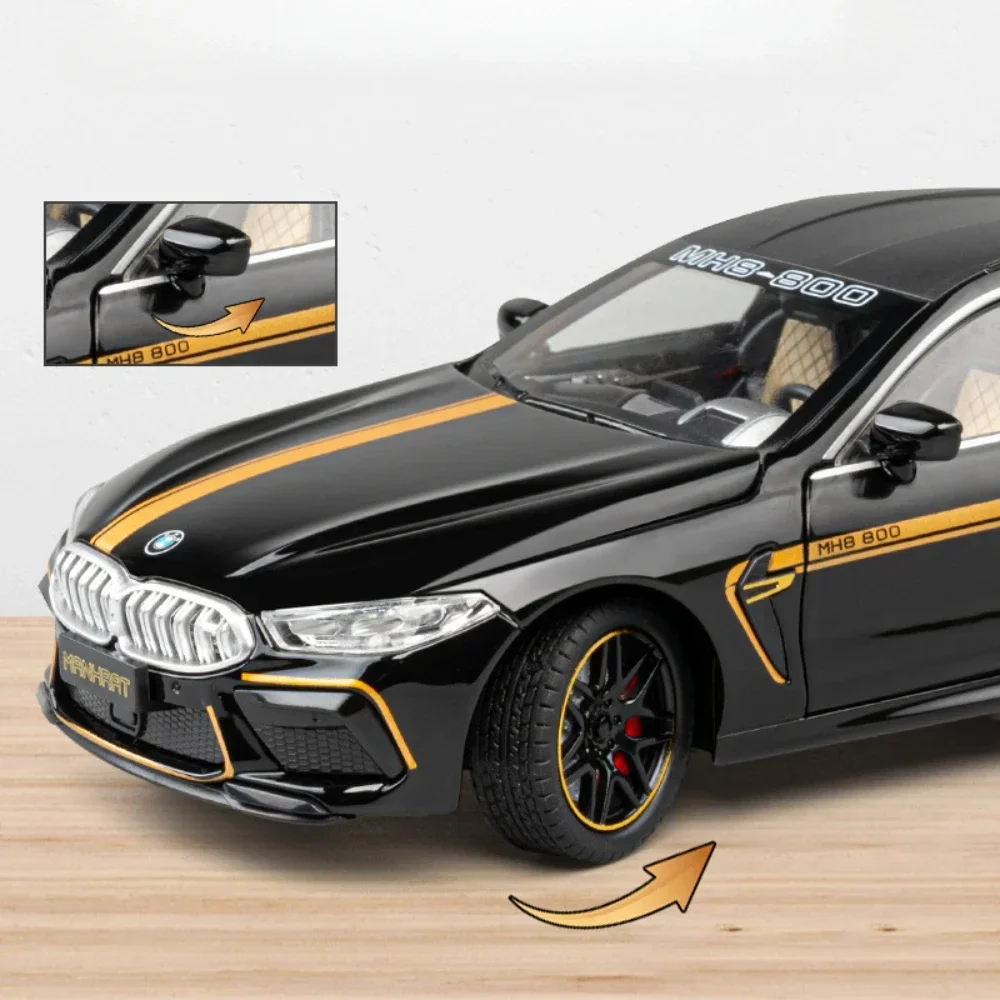 NEW 1:24 BMW M8 Alloy Superscar Model Scale Diecast Metal Vehicle Sound＆Light Simulation Collecties Children Birthday Toy Gift