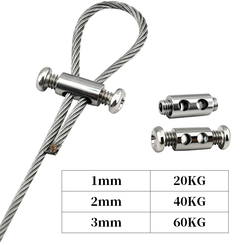 100 Stück 1,5/2/3mm Stahlseilklemmen Metall-Kupfer-Clip Verstellbare Schraube Metallbefestigung Schlingenverschluss Zubehör – Detail 3