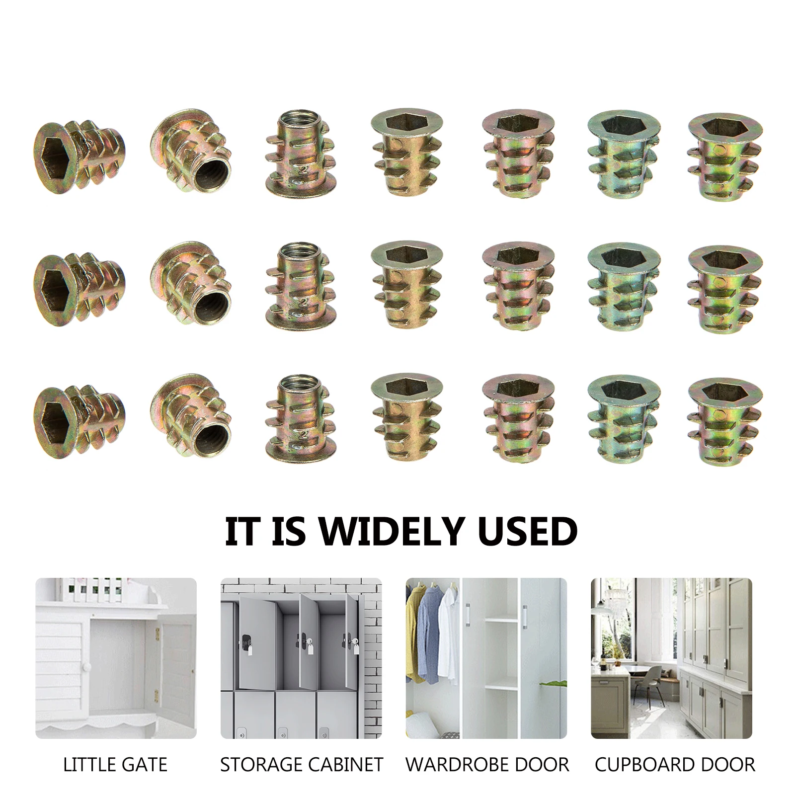 

100pcs Socket Nut for Wood Zinc Alloy Threaded Inserts Rust Resistant Hardwood Furniture Screws Wood Inserts Bolt Fasteners