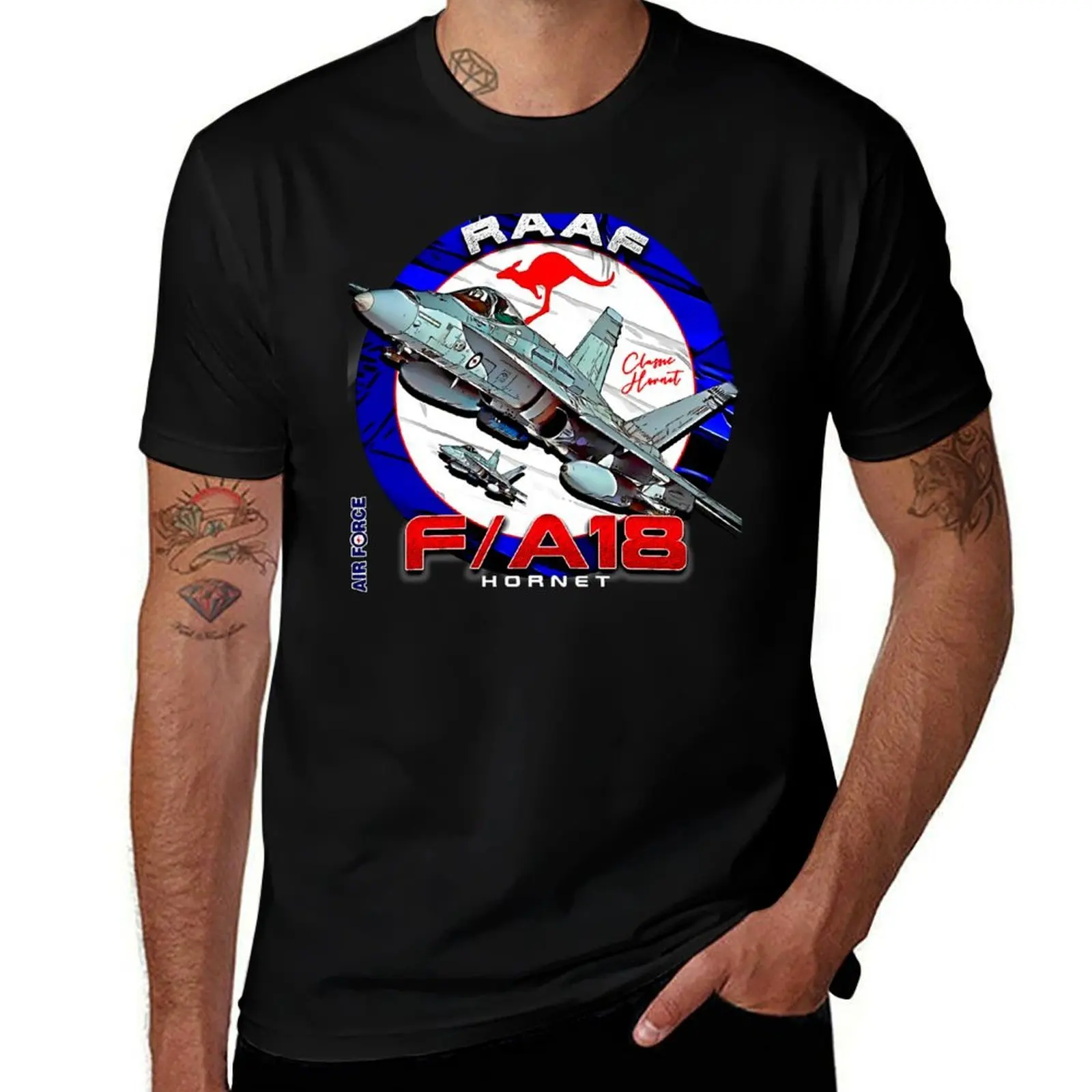 F/A18 Hornet RAAF ROYAL AUSTRALIAN AIR FORCE Fighterjet T-Shirt Active Sports Short Sleeve Cotton Shirt