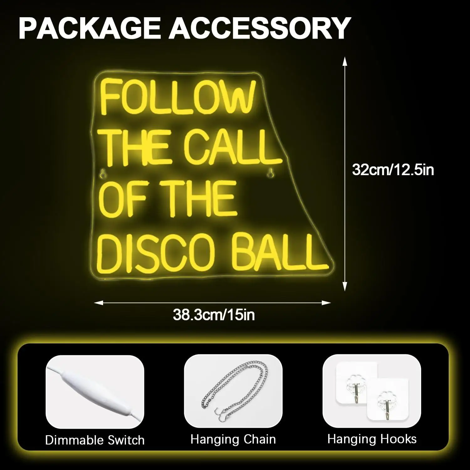 Follow The Call Of The Disco Ball Neon Sign USB Dimmable LED Light for Party Club Bedroom Bar Wall Art Decor Themed Night Light view 5