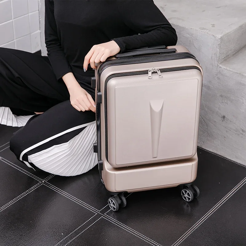 New Multifunctional suitcase 20/24 inch business travel luggage front opening computer password bag carry on boarding luggage