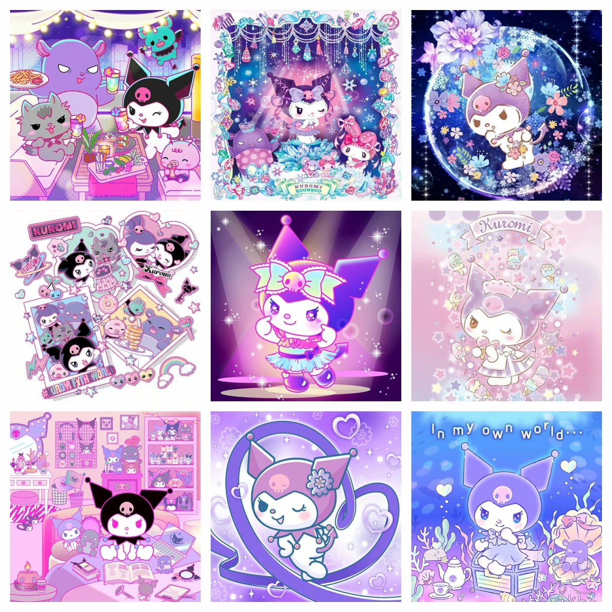 

5D DIY Sanrio Kuromi алмазные художественные наборы для рисования, новинка 2024, ювелирные изделия для вышивки, мозаика, вышивка крестиком, домашний декор, детский подарок, поделки