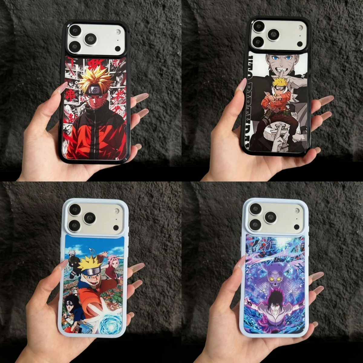 Funda para Teléfono con Diseño de Kakashi de Naruto para iPhone 11 12 13 14 15 16 17 Pro Max Plus Air, Caricatura Japonesa de Sasuke Susanoo, Color Negro