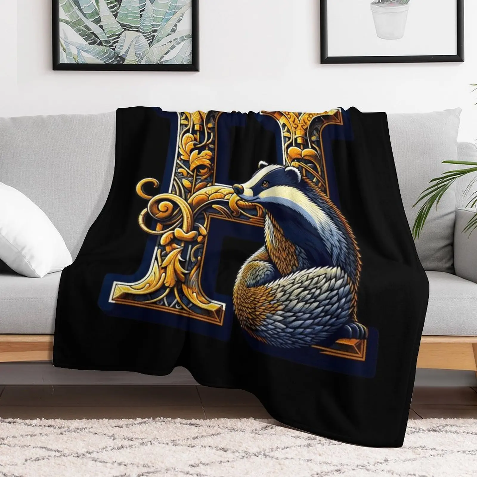 Badger and the letter H - Fantasy Throw Blanket Lightweight Warm Blanket for Travel Camping