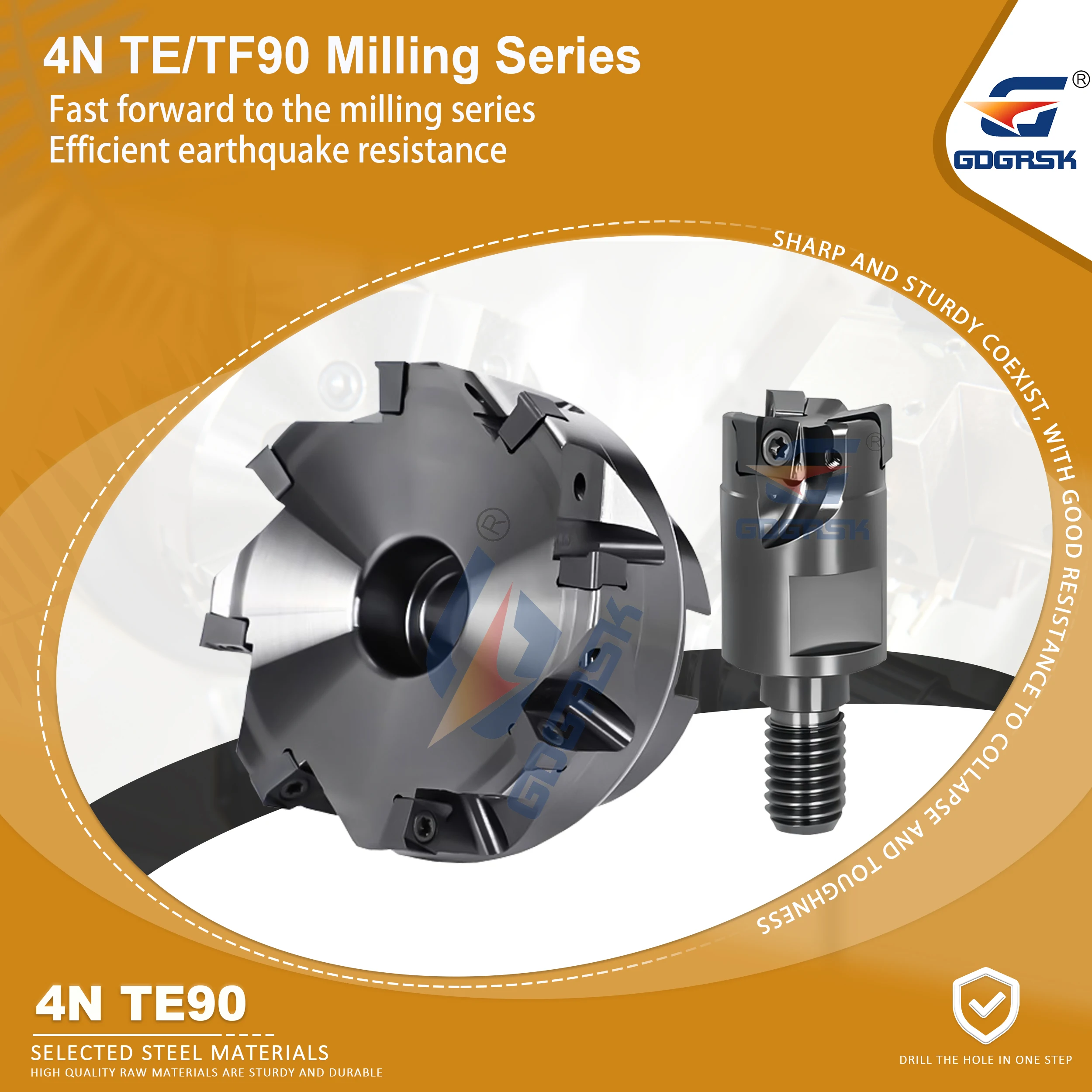 

4NTE90 Fast Feed To Right Angle Milling Cutter Head 4NTE90 Locking Head 4NKT Double-sided Four Edge Milling Cutter Insert Tools