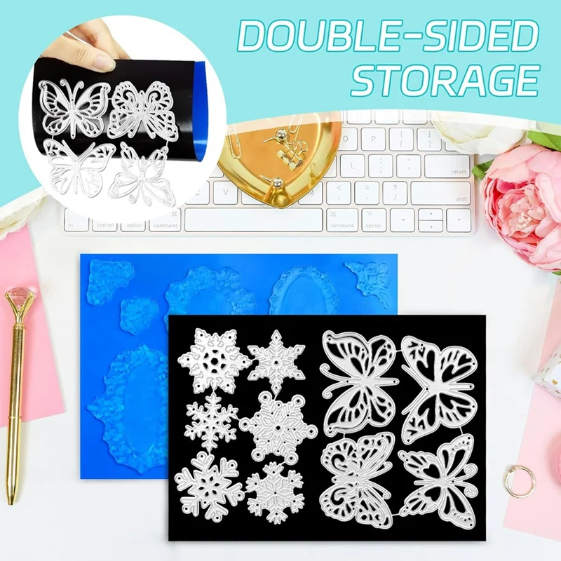 48 Pcs Double-Sided Stamp And Die Storage Pockets With Rubber Magnetic Sheets,Receipt Holder For Card Making