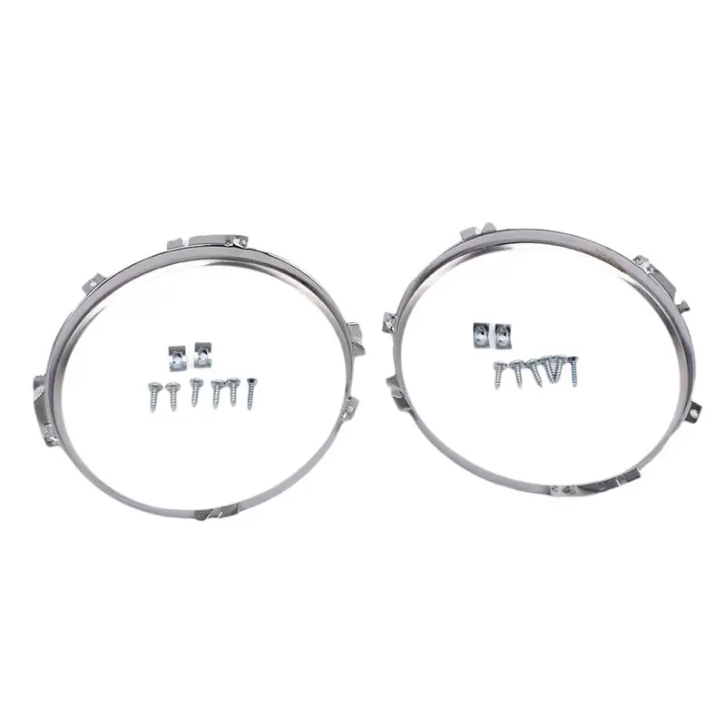 1Pair 7In Front Headlight Bezel Chrome Round for Land Rover
