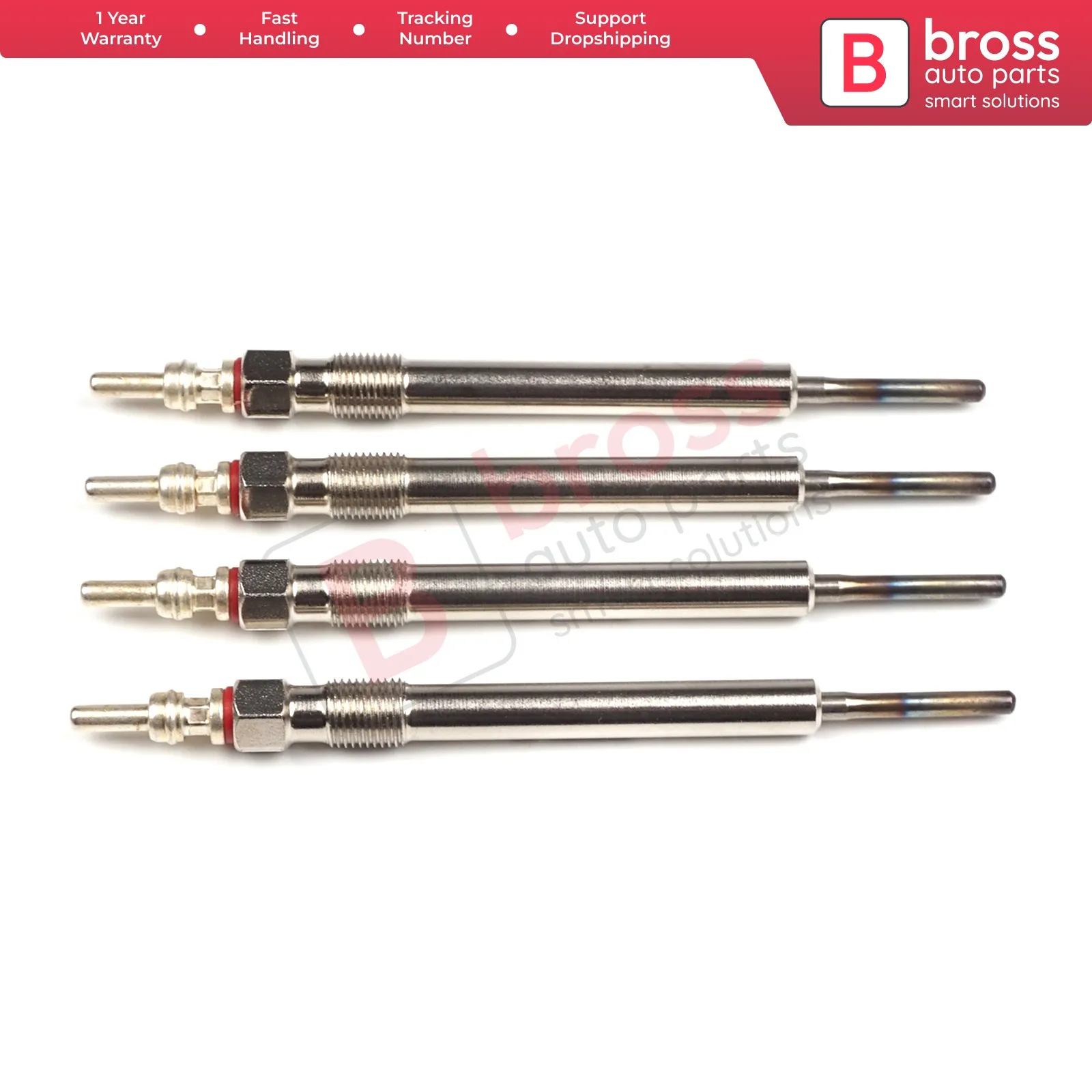 

Bross Auto Parts BGP6-1 4 Pcs Heater Glow Plugs GX2127, 059963319E, GE108 for VW Audi Seat Skoda Fast Shipment Made in Turkey