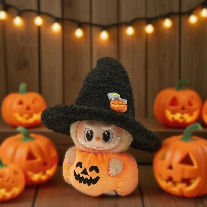 

For Labubu Doll Pumpkin Witch Hat Clothes Set 17cm V1 V2 V3 Labubu Doll Halloween Replacement Clothes Accessories Toy Gifts
