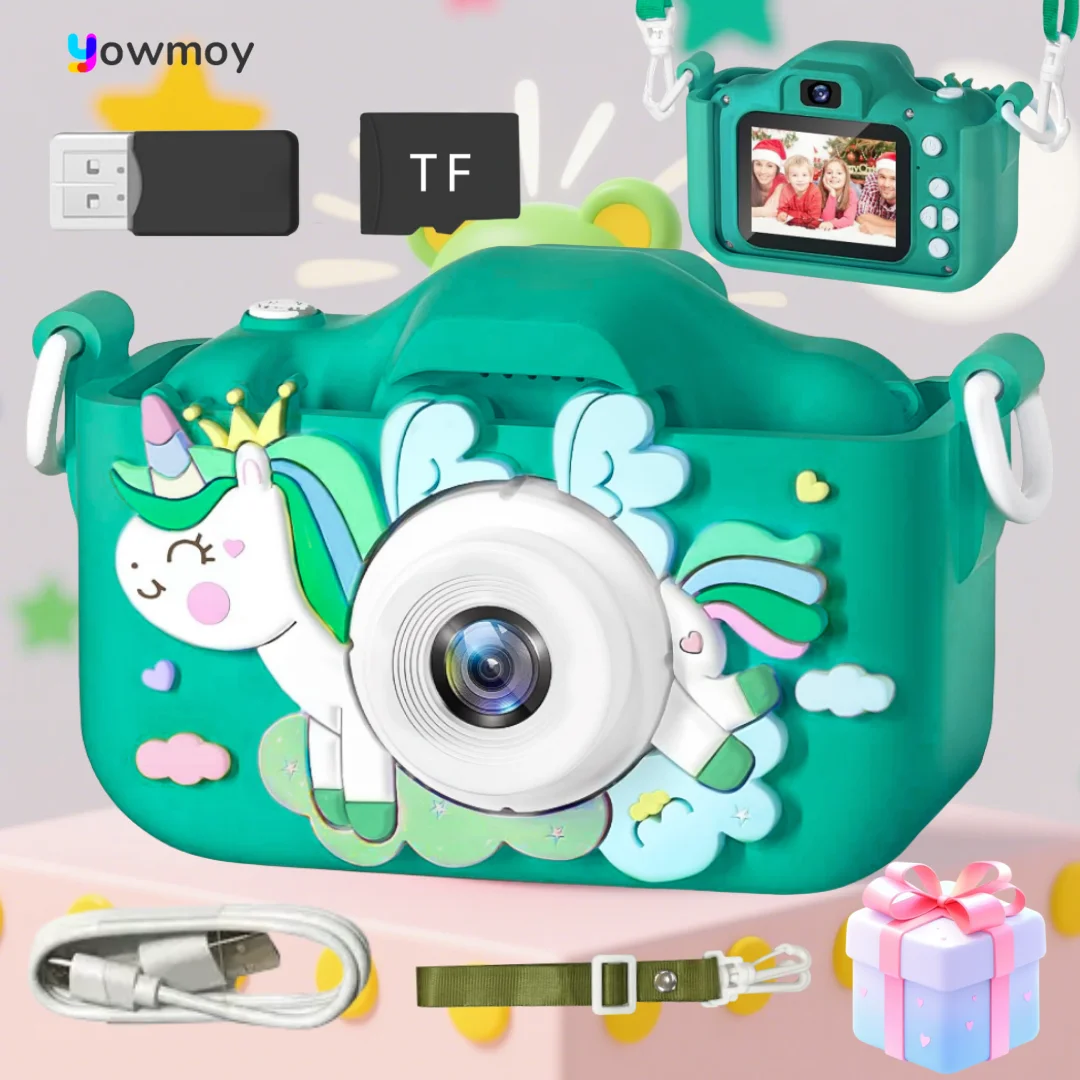 

Детская камера 1080P HD с TF-картой — двойной объектив 40 МП, 50 забавных фильтров и режимов для селфи, противоударный сейф для детей от 3 до 12 лет. Лучший день рождения