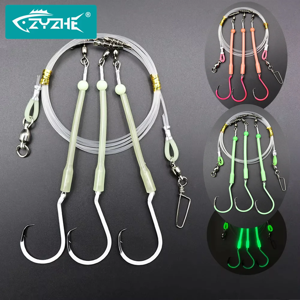 

ZYZHE Deep Drop Rigs with Three High Carbon Steel Circle Hooks Sea Fishing Rigs For Tuna Marlin Snapper Saltwater Fishing Rigs